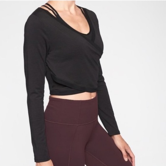 Athlete Criss Cross Crop Wrap Top - Picture 4 of 5